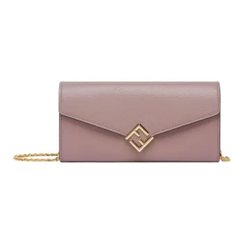 FENDI FF Diamonds Series Calfskin One Shoulder Wallet Women's Pink