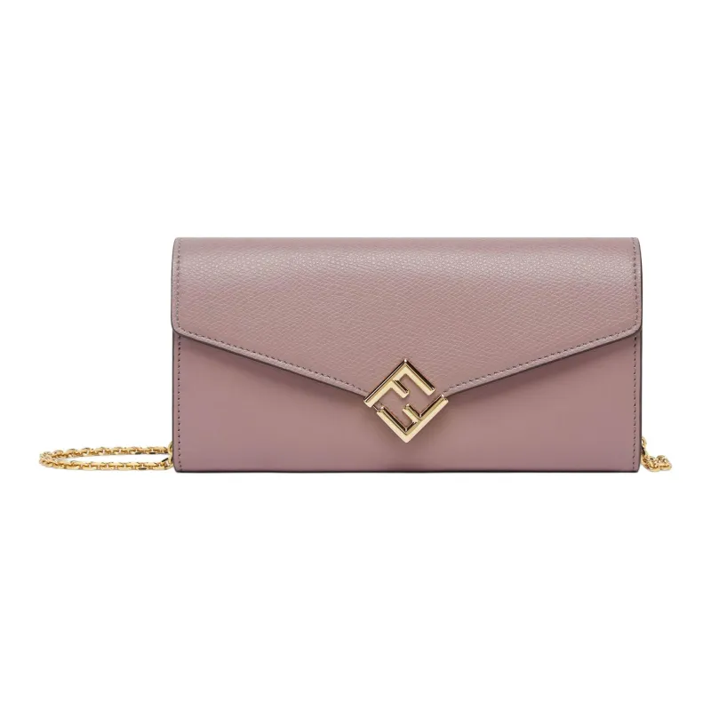 FENDI FF Diamonds Series Calfskin One Shoulder Wallet Women's Pink-0