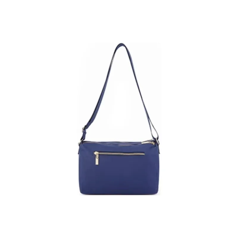 Diplomat Fabric Shoulder Bag Small Size Unisex Pink/Dark Blue-2