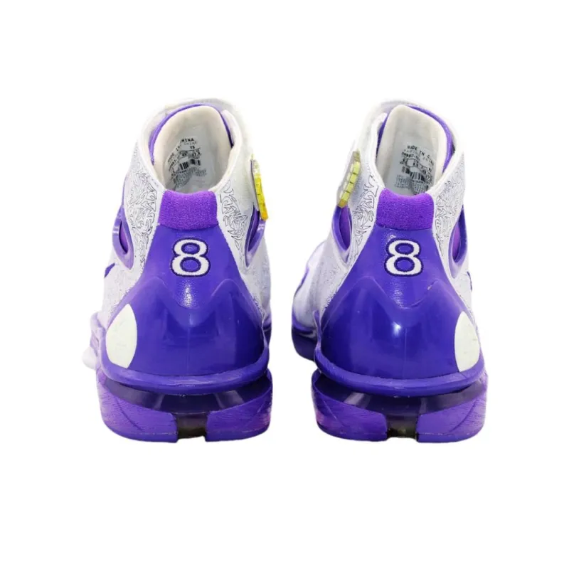 Nike Air Zoom Huarache 2K4 KB Cushioned Slip Resistant Mid Top Vintage Basketball Shoes Unisex White Purple-2