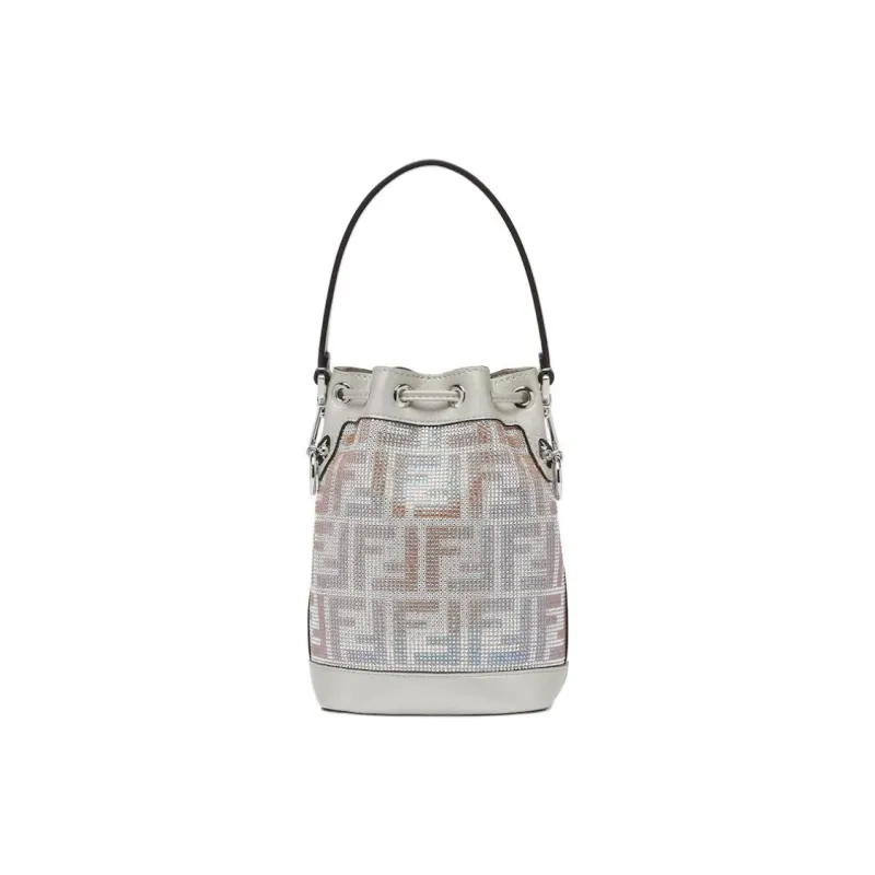 FENDI Calfskin Bucket Bag Handbag Mini Women's White-2
