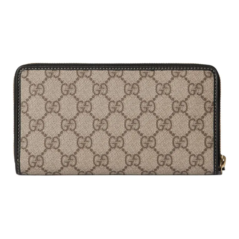 GUCCI GG Emblem Monogram Coated Canvas Wallet Women's Beige & Brown-2