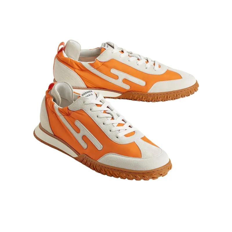 HERMES Jet Low Top Casual Shoes Men's Beige Orange-2