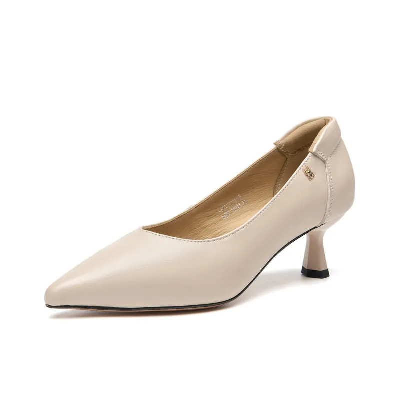Spider King Slim Heel High Heels Women's Beige-1