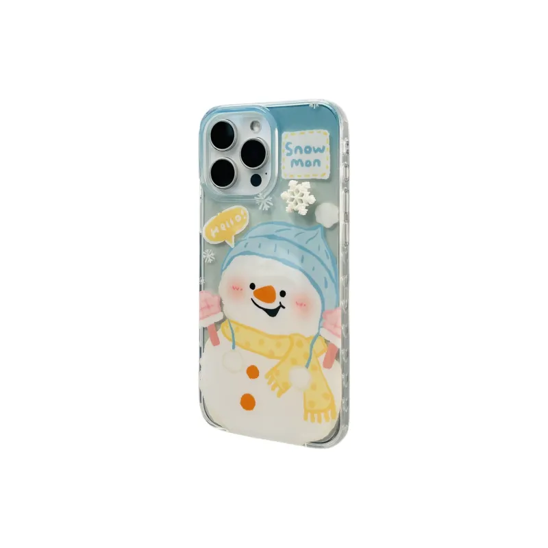 Wei Xin Acrylic Material Double Layer Snowman Phone Cases Compatible With IPhone 16/15 Pro Max/Apple 13/14 Pro/Max-2