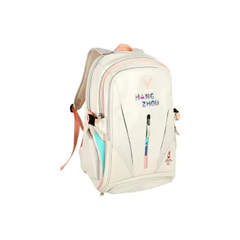 VICTOR Badminton Racket Bags Holds 3 Badminton Rackets Athleisure Backpack Whisper White/Pink Orange Unisex
