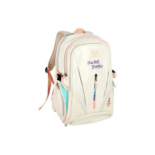 VICTOR Badminton Racket Bags Holds 3 Badminton Rackets Athleisure Backpack Whisper White/Pink Orange Unisex