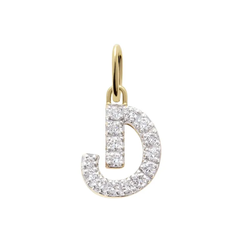 Monica Vinader 14kt Yellow Gold Initial D Diamond Pendant-0