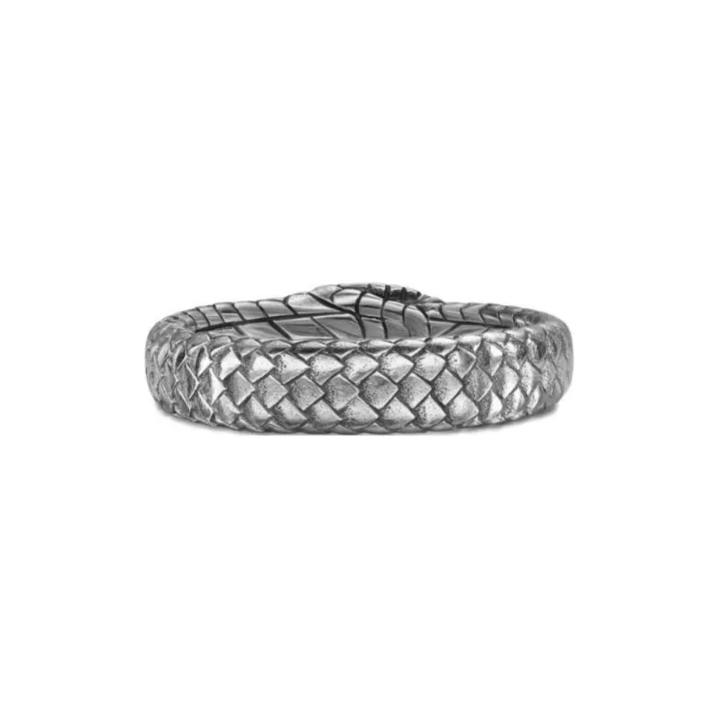 David Yurman Sterling Silver Ouroboros Diamond Band Ring 6mm-2