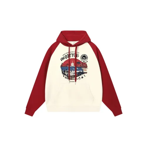 CHANGE SHE Sweatshirt Unisex Beige Apricot & Dark Red