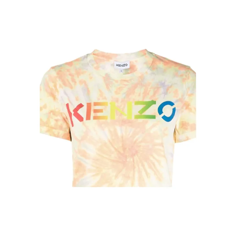 KENZO Logo print Tie dye T shirt-4