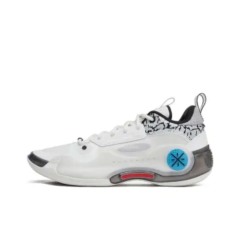 LiNing Anti Slip Wear Resistant Low Top Basketball Shoes Men's White Black Blue