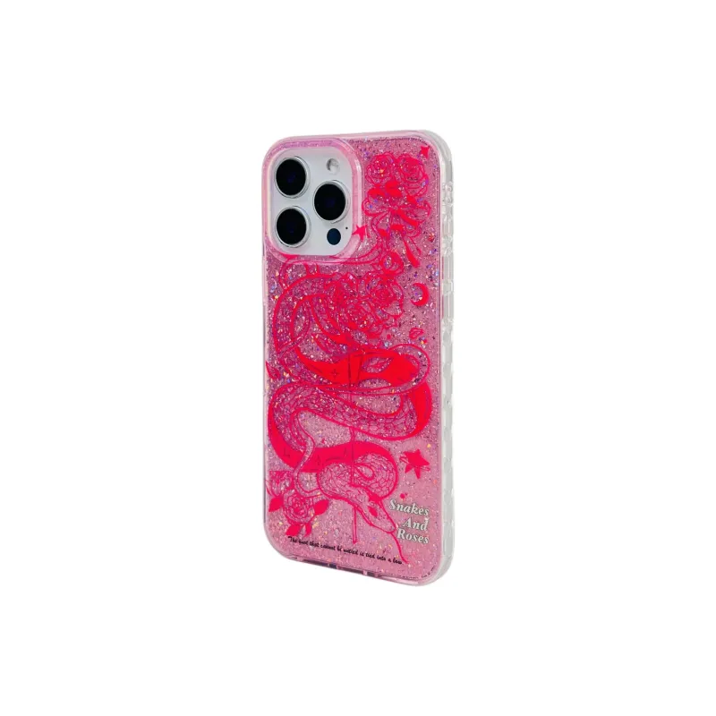 Wei Xin Acrylic Material Glittery Snake Green Pink Phone Cases Compatible With IPhone 16/15 Pro Max/Apple 13/14 Pro/Max-2