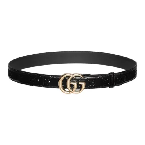 GUCCI Leather Leather Belts Women's Black Width  3CM