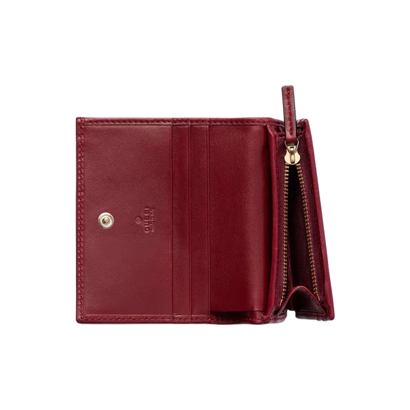 GUCCI Horsebit 1955 Coated Canvas Card Holder Women's Beige & Dark Brown-3