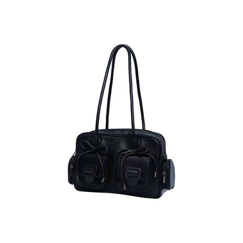 MERIMIES Artificial Leather Shoulder Bag, Crossbody Bag Large Size Women's Black-1