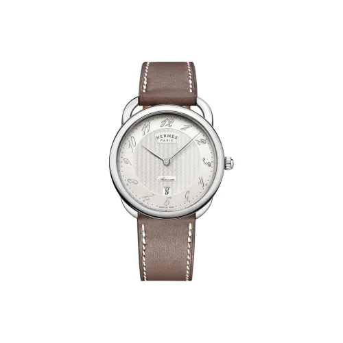 HERMES Wrist Watch Automatic Mechanical Movement Cowhide Strap 40mm White Dial Men's Watches