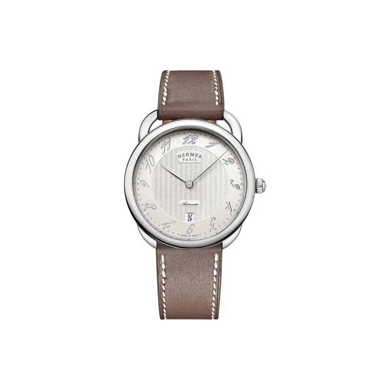 HERMES Wrist Watch Automatic Mechanical Movement Cowhide Strap 40mm White Dial Men's Watches-0