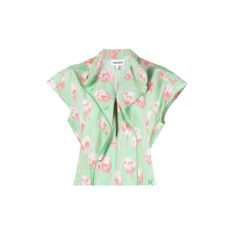 KENZO Short Sleeved Dresses Women's Green-4