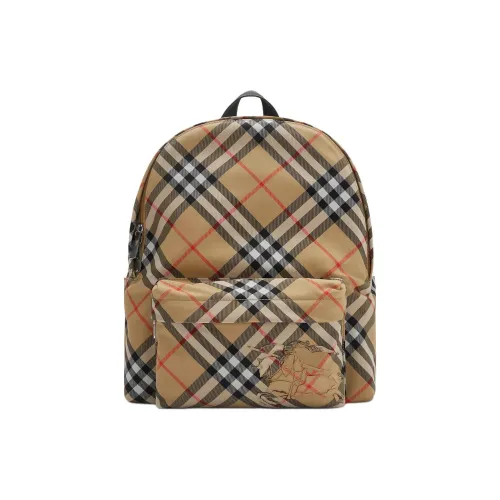 Burberry Polyester Backpack Small Size Men's Sandy Beige