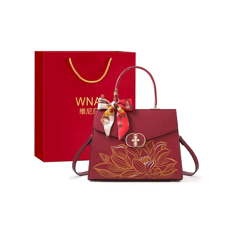 Vigno Synthetic Leather Shoulder Bag Crossbody Bag Handbag Medium Size Women's Red-23