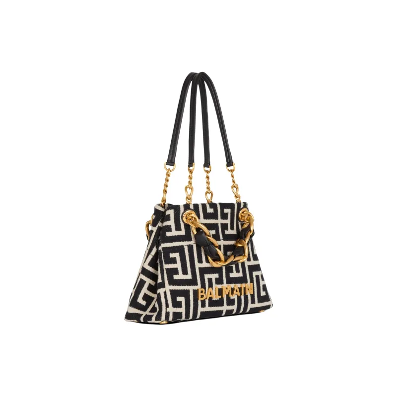 BALMAIN 1945 Logo Plaque Small Tote Bag-2