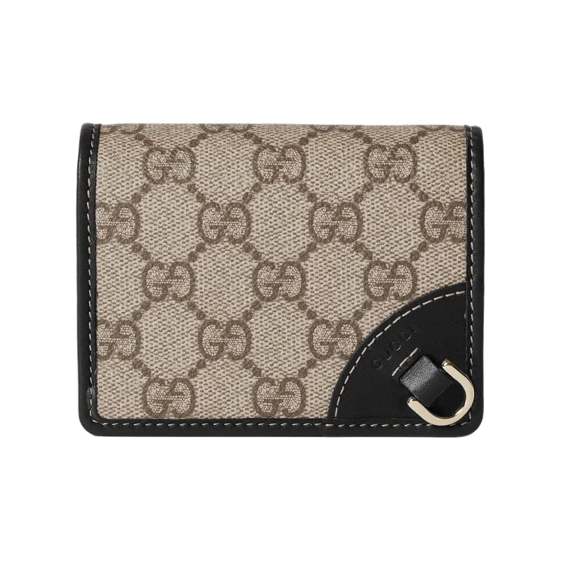 GUCCI GG Emblem Coated Canvas Wallet Unisex Beige & Dark Brown-0