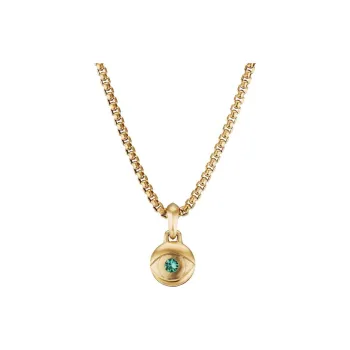 David Yurman 18kt Yellow Gold Evil Eye Emerald Amulet 14.5mm