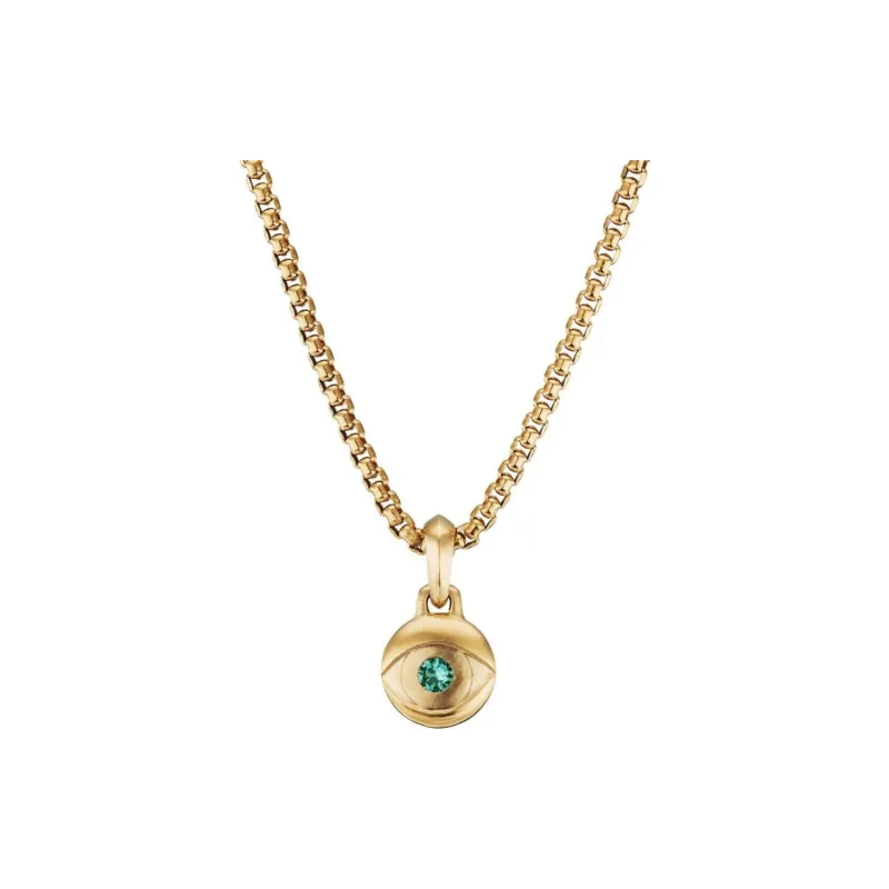 David Yurman 18kt Yellow Gold Evil Eye Emerald Amulet 14.5mm-0