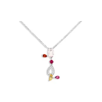 Cartier 18K White Gold Meli Melo Multi-stone Pendant Neckalce