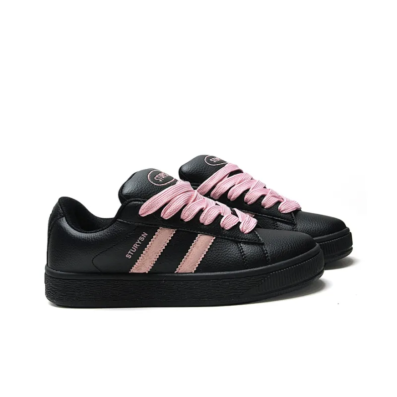 STUR YSN Wear resistant And Lightweight Low Top Skateboard Shoes Women's Black Pink-3