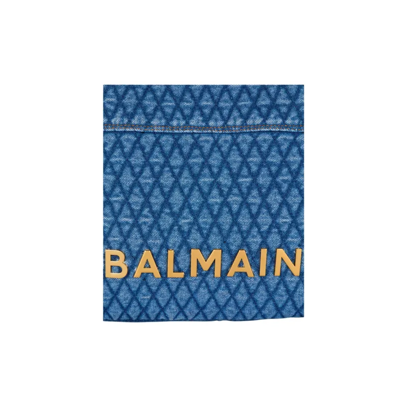 BALMAIN 1945 Cotton Tote Bag Shopping Bag Shoulder Bag Handbag Women's Blue-6