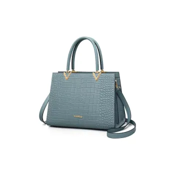 PIERPOLO Cow Leather Kelly Bag, Shoulder Bag, Crossbody Bag, Handbag, Mommy Bag Large Size Women's Blue