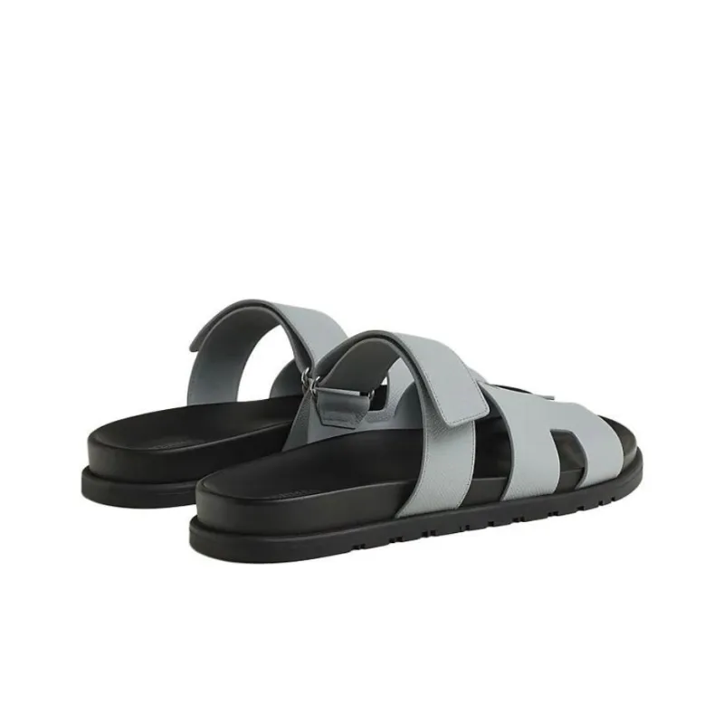 HERMES Chypre Slide Slippers Men's Gray Blue-2
