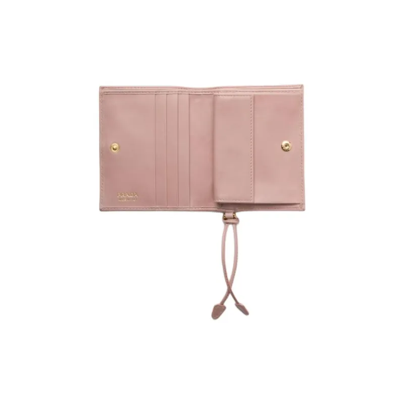 PRADA Leather Wallet Small Size Women's Rose Red-3