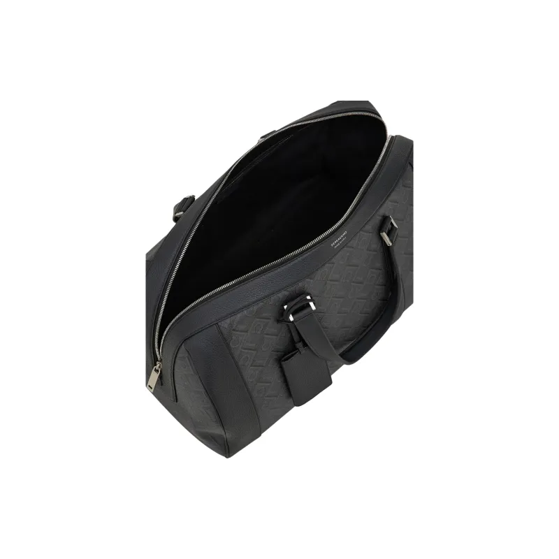 FERRAGAMO Polyurethane Portable One Shoulder Travel Bag Men's Gray & Black-4