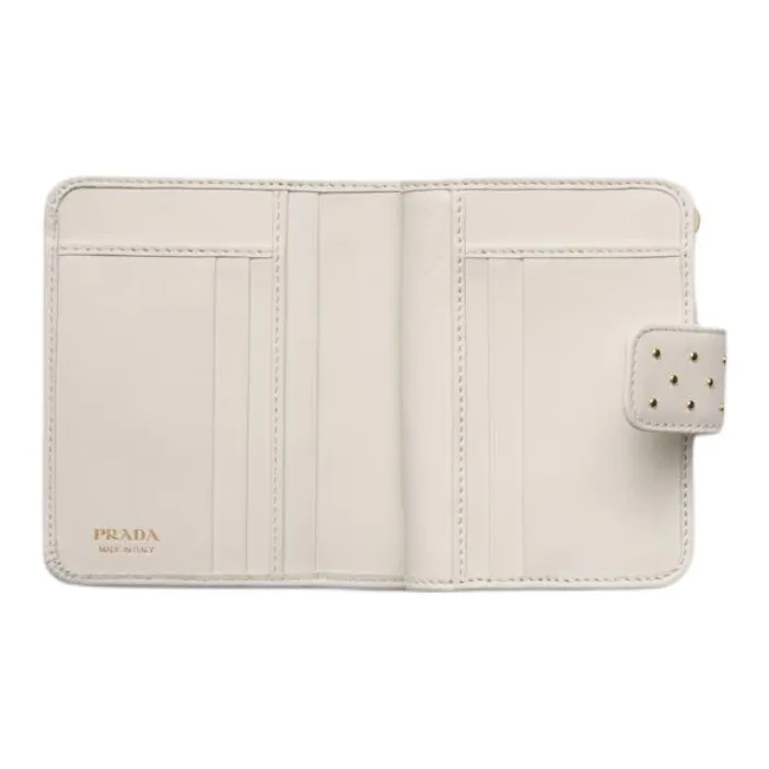 PRADA Leather Wallet Women's White-3