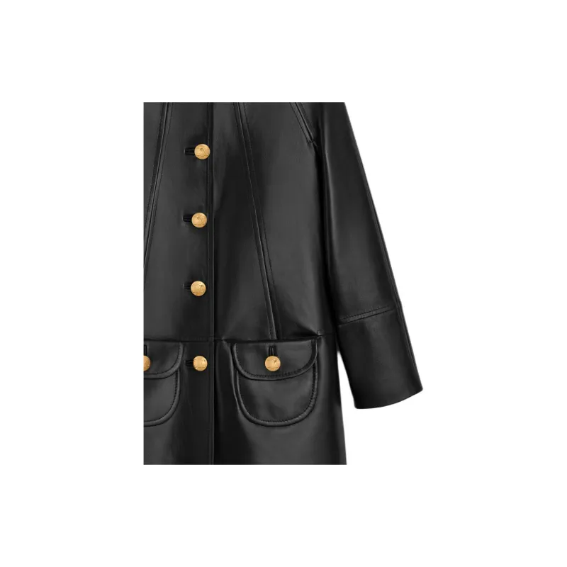 CELINE Coat With Claudine Collar In Soft Lambskin-4