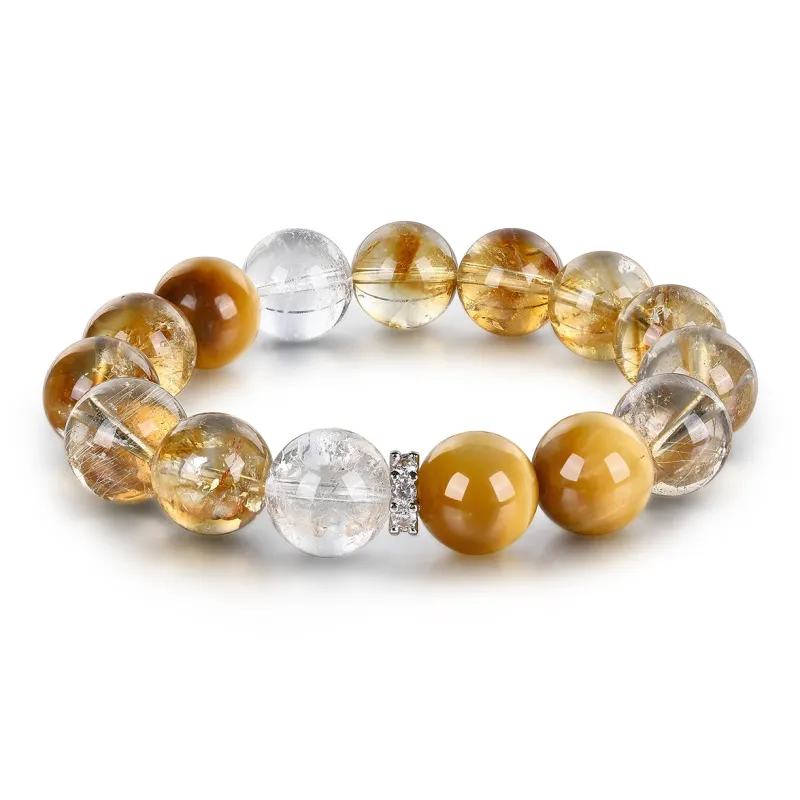 Cuiya Golden Building Tiger's Eye Stone Bracelets Unisex-12
