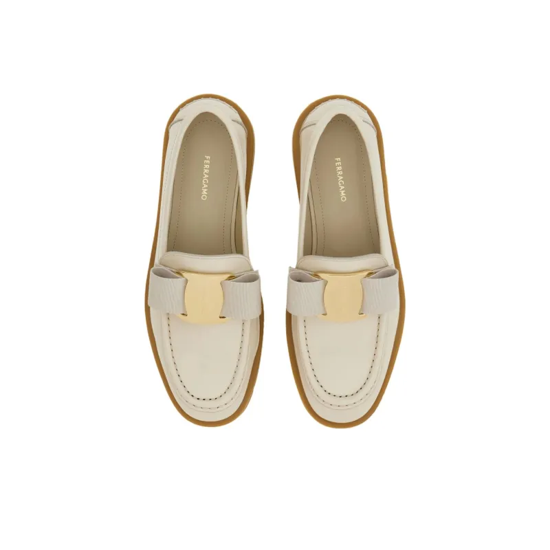 FERRAGAMO Vara Loafers Women's Beige-3