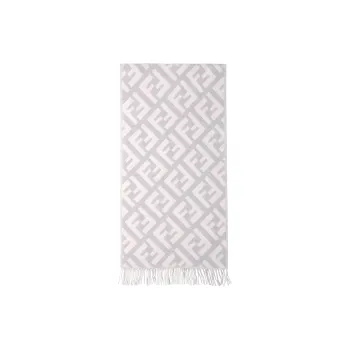 FENDI Logo Jacquard Fringed Edge Scarf