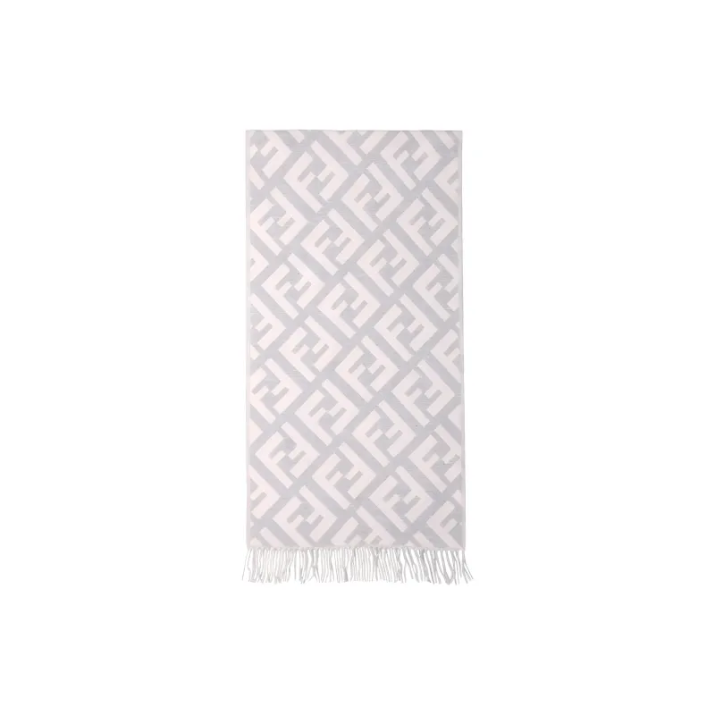 FENDI Logo Jacquard Fringed Edge Scarf-0