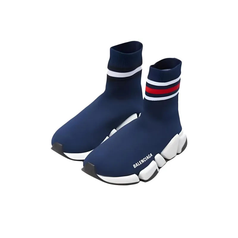 Balenciaga Speed 2.0 Striped Navy Blue Black White Women's-2