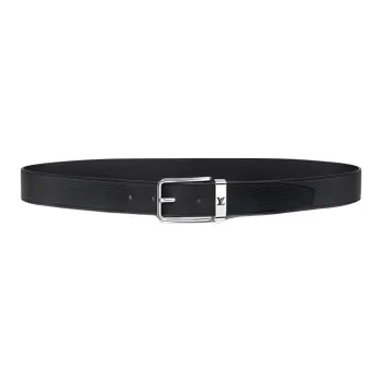 LOUIS VUITTON Cow Leather Belts Men's Black Width 3.5cm