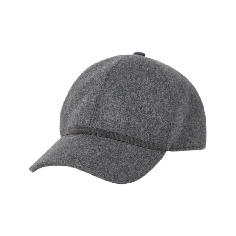 Brunello Cucinelli Cashmere Baseball Caps Women's Dark Gray-0