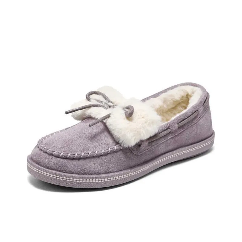 Skechers Anti Slip And Wear Resistant Warm Low Top Casual Shoes Women's Lavender-2