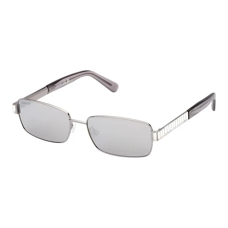 Swarovski Metal Crystal Rectangular Sunglasses Unisex Silver-0