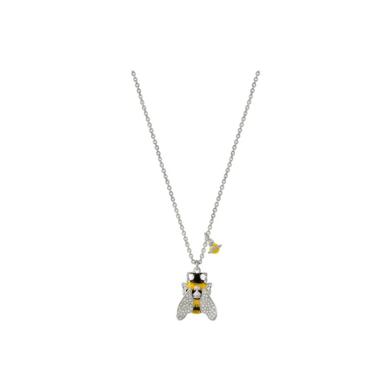 Vivienne Westwood Brass Enamel Crystal Silver Plated Necklaces Women's Silver-0