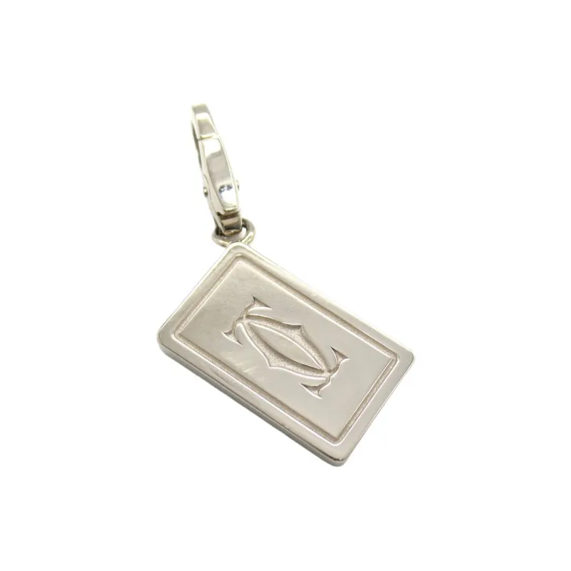 Cartier 2010s 18kt White Gold Double C Charm Pendant-2