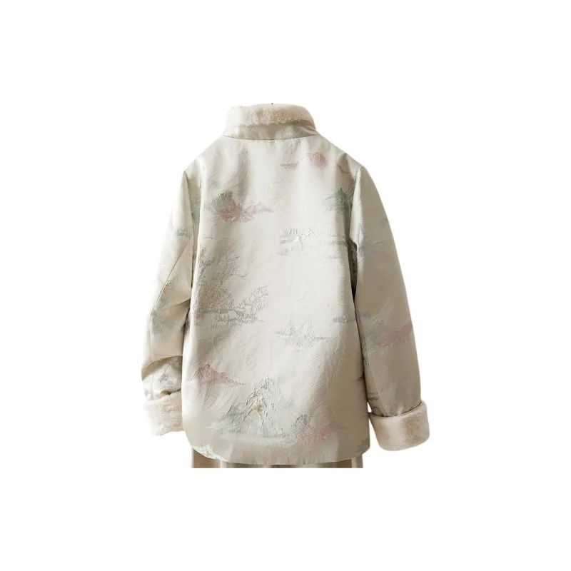 IHIMI Jackets Coats Women's Beige-2